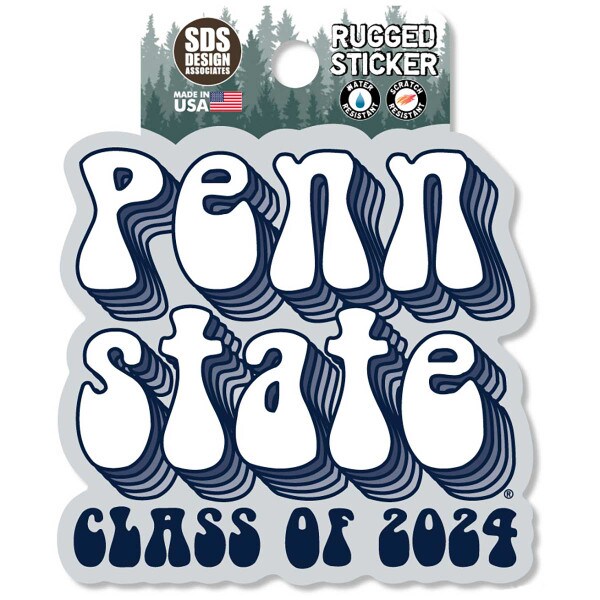 rugged sticker Penn State Class of 2024 in 70s style bubble text